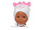 Bavlnená čiapočka na zaväzovanie Baby Nellys s mašličkami - biela, 68/74, 68-74 (6-9m)