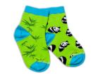 Baby Nellys Bavlnené veselé ponožky  Panda - zelené, veľ. 122/128, 122-128 (6-8r)