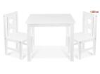 BABY NELLYS Detský nábytok - 3 ks, stôl s stoličkami - biela, C/07