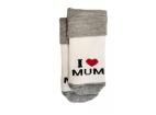 Dojčenské froté bavlnené ponožky I Love Mum, bielo/sivé 80/86, 80-86 (12-18m)