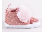 YO! Dojčenské topánky/capáčky lakovky Girl s kožušinou - ružový brokát, 56-68 (0-6 m)