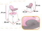 Detská jedálenská stolička 3v1 ružová