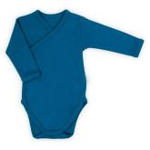 Dojčenské bavlnené body s bočným zapínaním dlhý rukáv Nicol Ivo modrá Modrá 62 (3-6m)