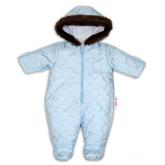 Kombinéza s kapucňou a kožušinkou Baby Nellys ®prošívaná, bez šlapie - sv. modrá, veľ. 98, 98 (2-3r)