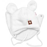 Baby Nellys Pletená zimná čiapka s kožúškom a šatkou Star, biela, 56-62 (0-3m)