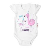 Baby Nellys Bavlnené dojčenské body, kr. rukáv, Flamingo - biele, veľ. 74, 74 (6-9m)