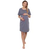 Be MaaMaa Dámska tehotenská/dojčiaca nočná košeľa Luna, sivá, M (38)