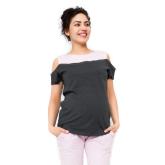 Be MaaMaa Tehotenské tričko Kira - tmavo sivá / ružová, S (36)