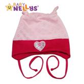 Bavlnená čiapočka SRDIEČKO Baby Nellys ® - sv.ružová / tm. ružová