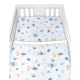 Baby Nellys 2-dielne bavlnené obliečky, Líška a zajac, modré, 135x100 cm, 135x100
