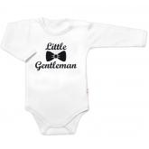 Body dl. rukáv Little Gentleman, bavlna Baby Nellys, bielo/čierne, veľ. 68, 68 (3-6m)