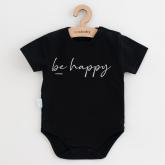 Dojčenské bavlnené body s krátkym rukávom New Baby Be Happy Čierna 74 (6-9m)