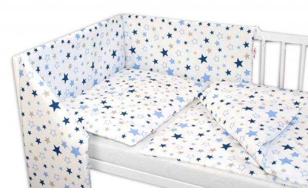 3-dielna sada - mantinel s obliečkami Hviezdy a hviezdičky - modrá / granát na bielom, 135x100