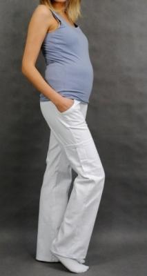 Be MaaMaa Tehotenské nohavice s bočnou vreckom - biela, XXL (44)