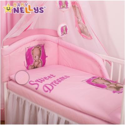 Baby Nellys Mantinel s obliečkami Sweet Dreams by Teddy - růžový, 135x100