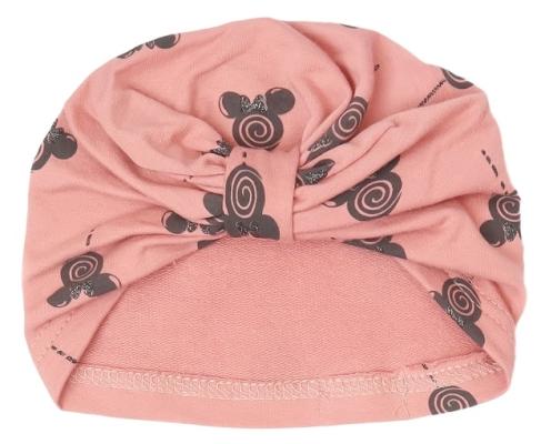 Mamatti Bavlnená detská čiapka - turban, New Minnie - pudrová s potlačou, veľ. 98, 98 (2-3r)
