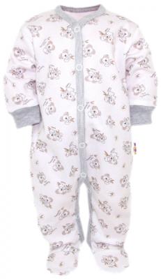 Dojčenský overal, pyžamo, bavlna, Koala Basic Baby Nellys - šedý lem, veľ. 74, 74 (6-9m)