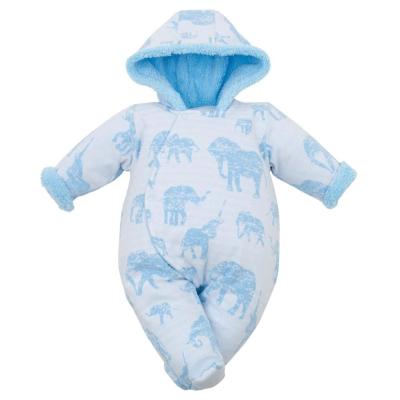 Zimná dojčenská kombinéza s kapucňou Baby Service Slony modrá Modrá 68 (4-6m)