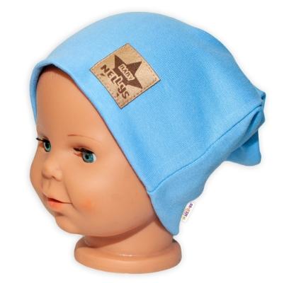 Baby Nellys Hand Made Detská funkčná čiapka s dvojitým lemom - sv. modrá, vel. 110, 110 (4-5r)