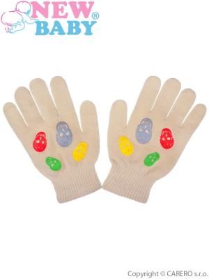 Detské zimné rukavičky New Baby Girl béžové Béžová 122 (6-7 rokov)