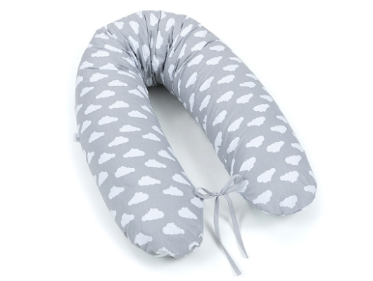 Mamo Tato Dojčiací vankúš - relaxačná poduška Multi Mráčky šedé na bielom