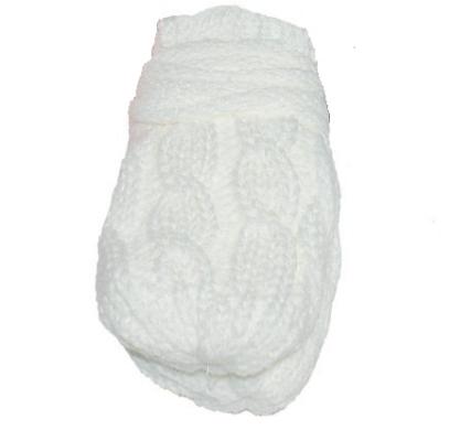 BABY NELLYS Zimné pletené dojčenské rukavičky so vzorom - biele, vel. 56/68, 56-68 (0-6 m)