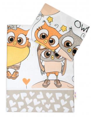 Baby Nellys 2-dielne bavlnené obliečky 135x100 cm, Cute Owls - béžové, 135x100