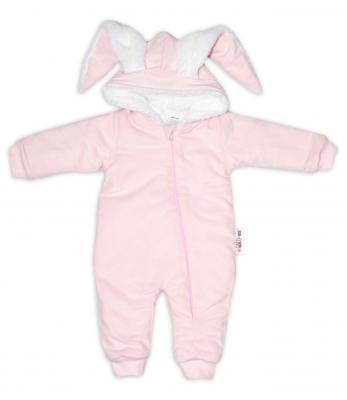 Baby Nellys Menčestrová kombinézka /overal s kožušinkou Cute Bunny - růžová, veľ. 62/68, 62-68 (3-6m)